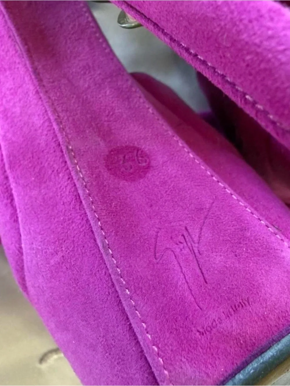 Giuseppe Zanotti Magenta Platform Stiletto Sandals with Bow